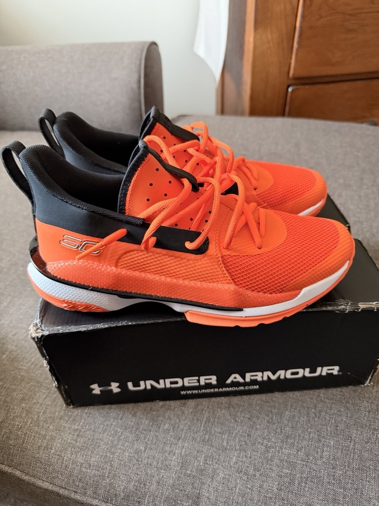 Under Armour Men's Stephen Curry 7 Team Orange Basketball Shoes, Size 8.5