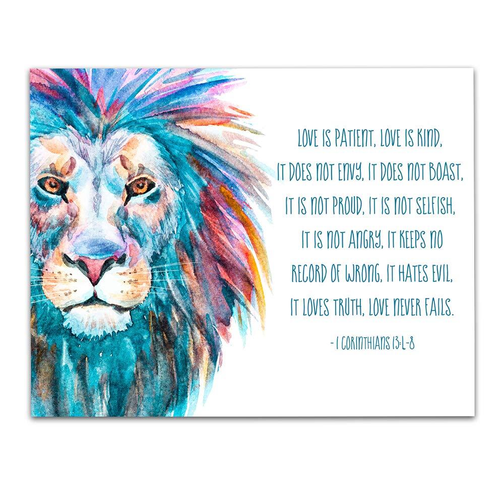 TJ Originals Bible Wall Decor - 1 Corinthians 13:4-8 Love is Patient Wooden Sign  