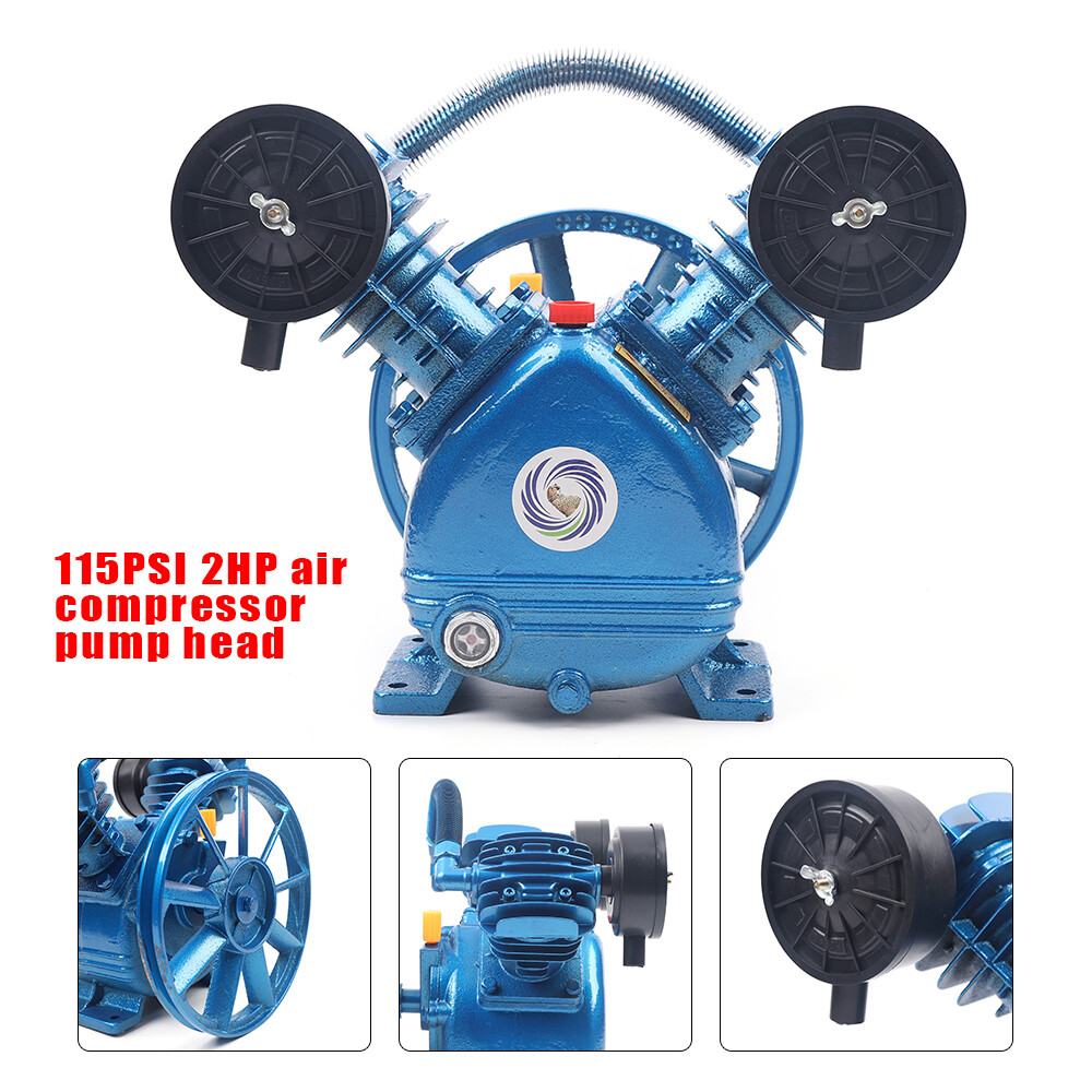 2HP Twin Cylinder V-Style Air Compressor Pump Single Stage Blue