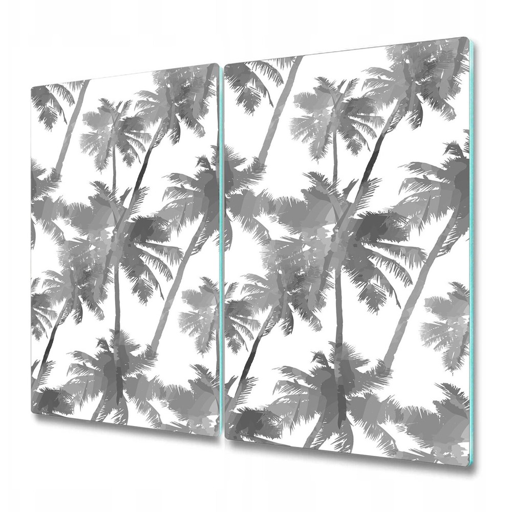 Tempered Glass Kitchen Chopping Cutting Board Grey palms tropical grey 2x30x52