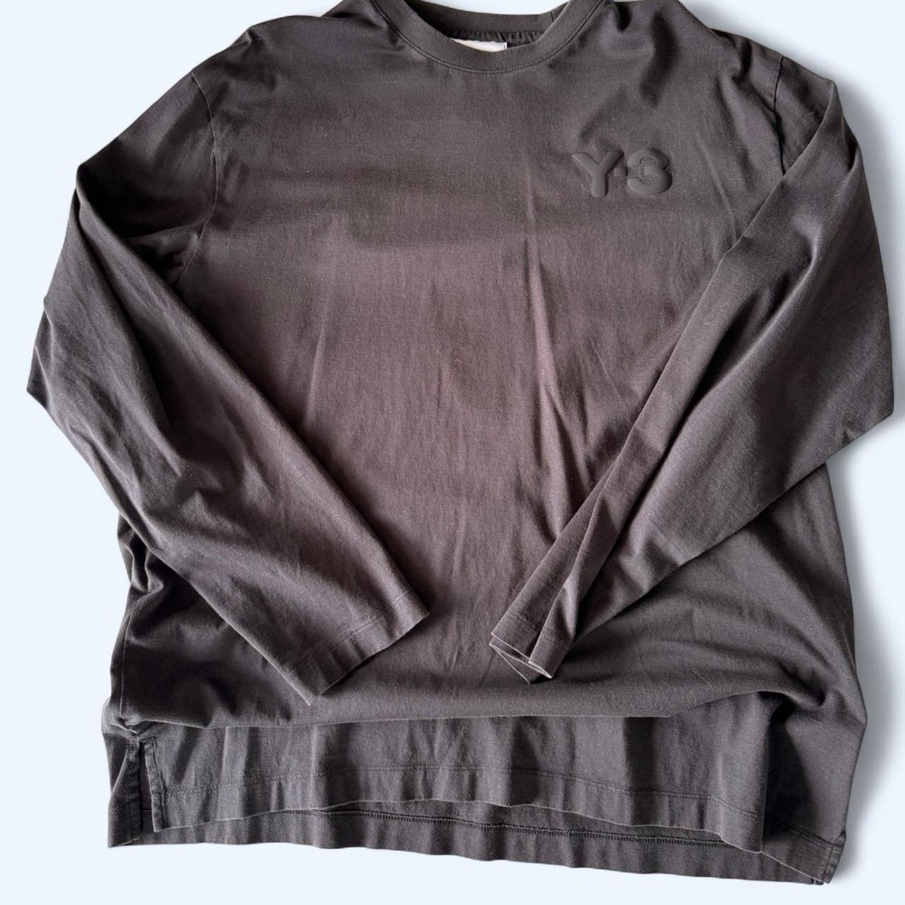 Yohji Yamamoto Y-3 Adidas Long Sleeve Crewneck Black T Shirt Mens Size L