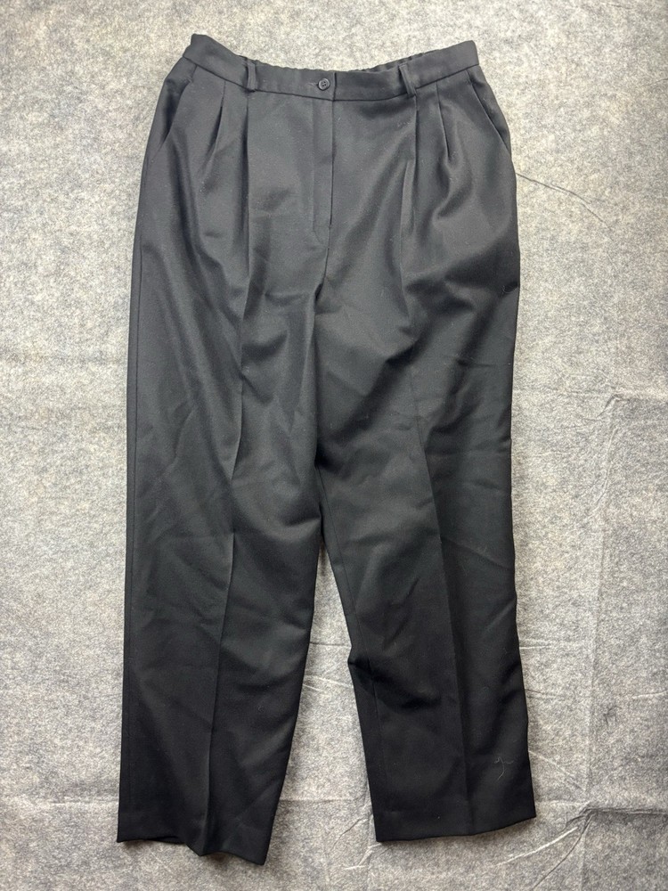 Pendleton Pants Womens 16 Black Virgin Wool Pleated Dress Straight Leg Career