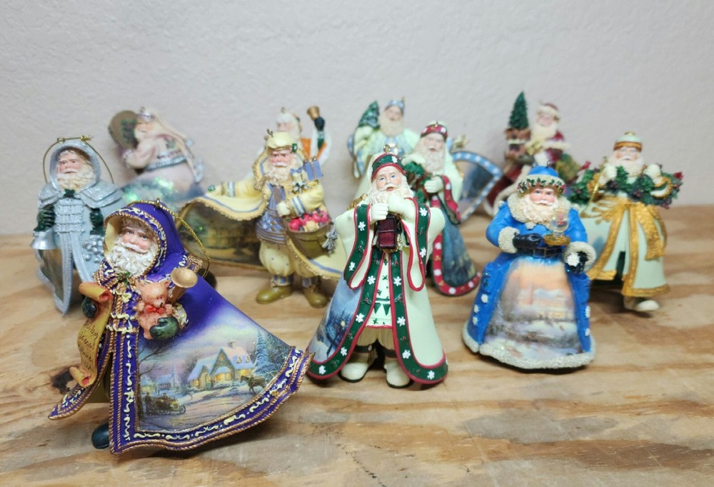Lot Of 11 Ashton  Drake Thomas Kinkade Old World Santa Ornaments