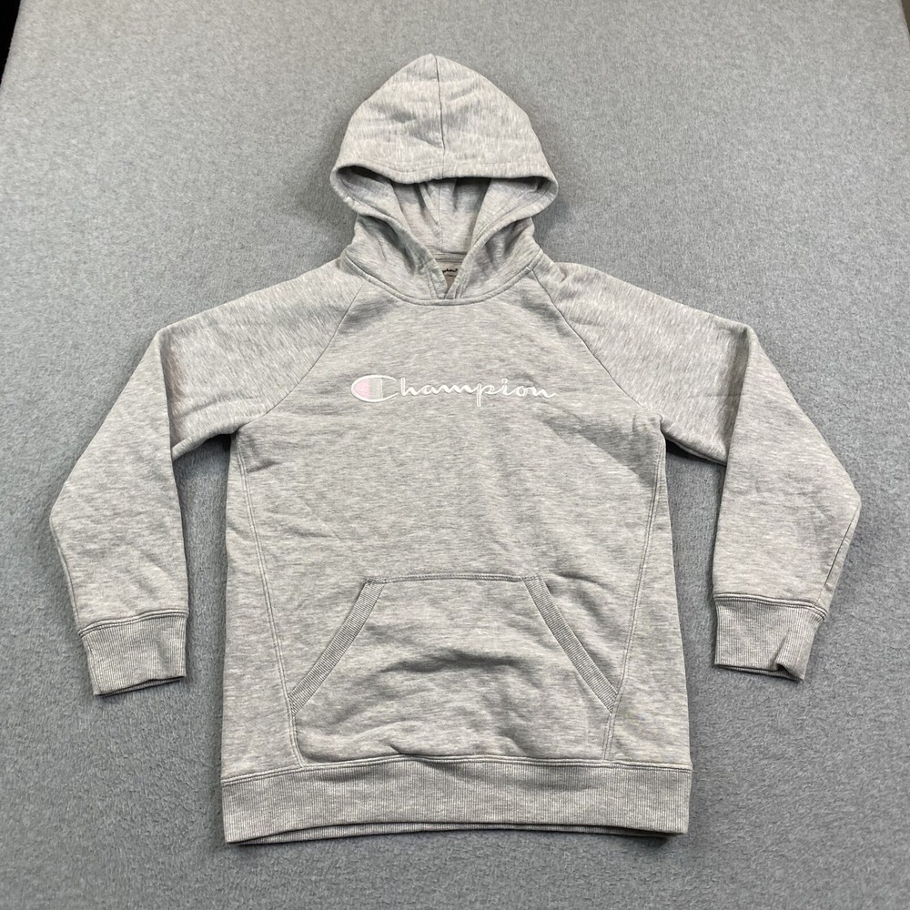 Champion Hoodie Girls XL Pullover Fleece Sweatshirt Embroidered Logo Teen Youth