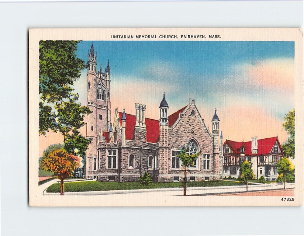 Postcard Unitarian Memorial Church Fairhaven Massachusetts USA