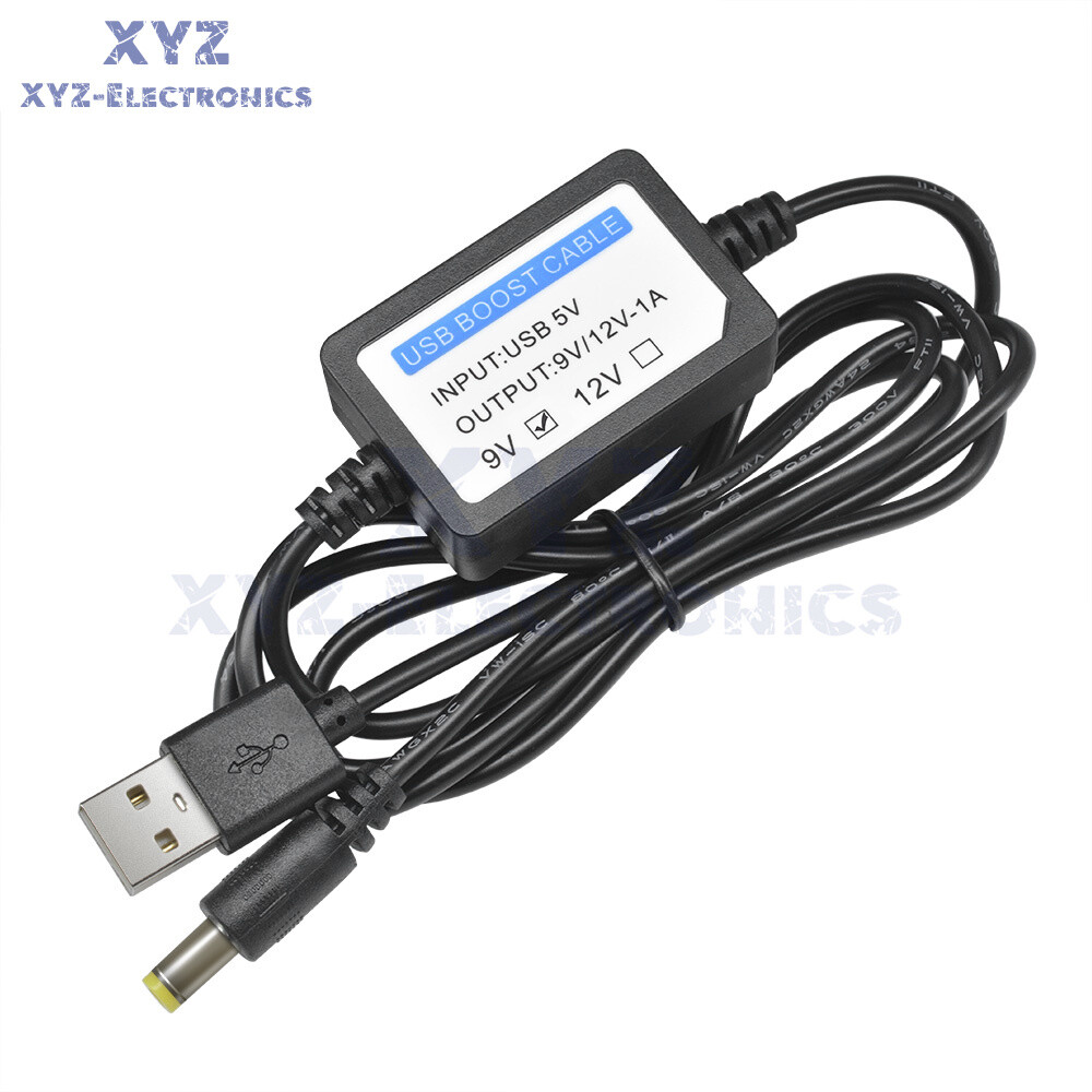DC 5V to 9V 12V 1A USB Power Supply Converter 5.5*2.1mm 1.3M USB Boost Cable