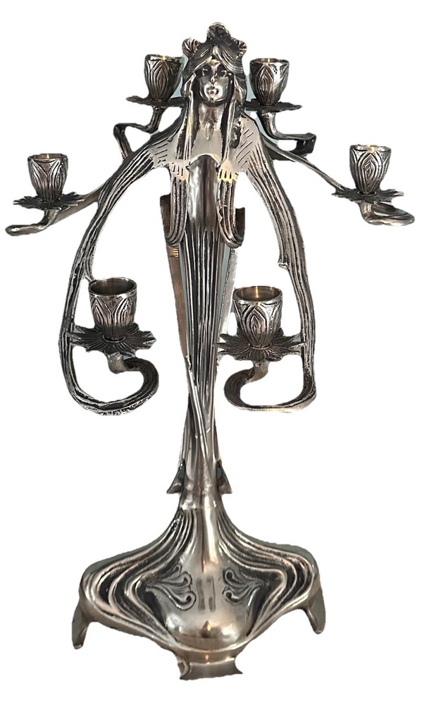 Achille Gamba Candelabra 6 Candle Art Nouveau Style