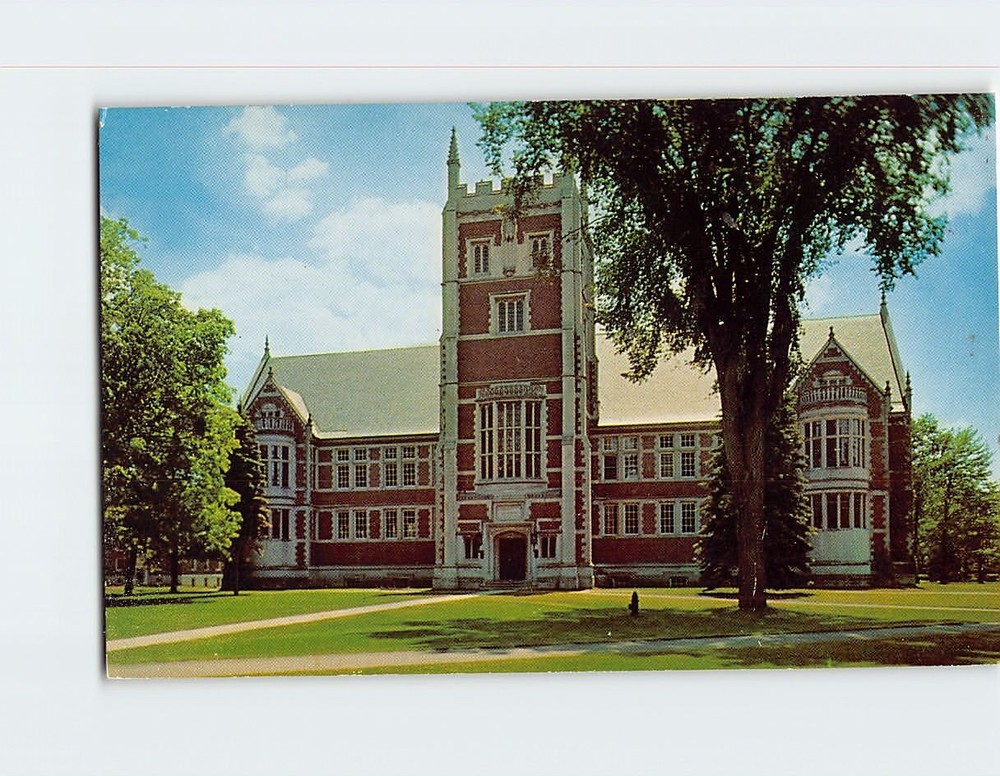 Postcard Hubbard Hall Gothic Library Building Bowdoin College Brunswick Maine
