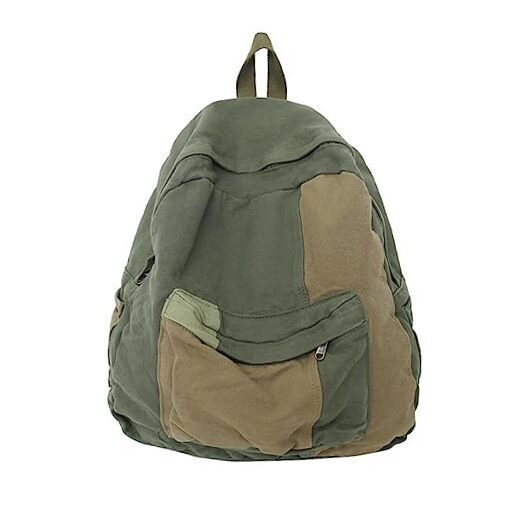 Vintage Green Canvas Backpack for Women & Men – Grunge Boho Hippie Unisex One Size  