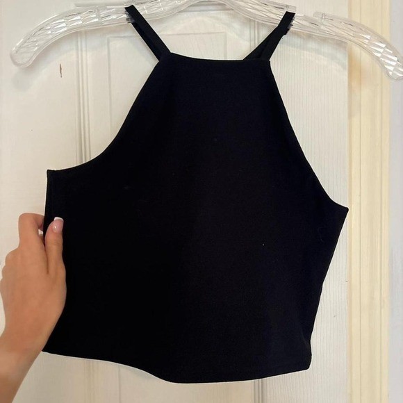 Abercrombie & Fitch Womens Black Crisscross Back Spaghetti Strap Crop Cami Top M