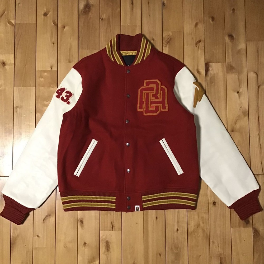 Nfs Limited Sleeve Leather Bape Logo Varsity Jacket Xl Size A Bathing Ape Stadiu