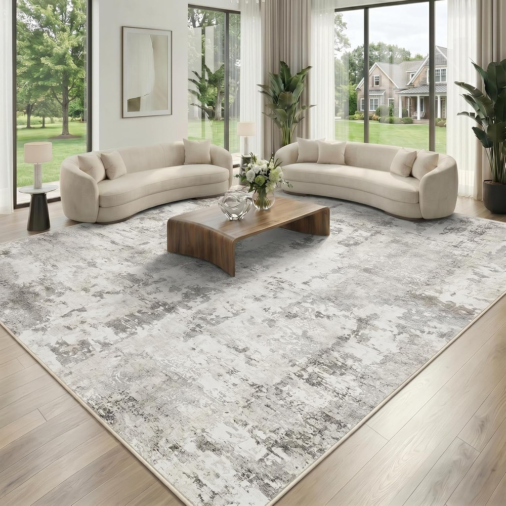 5X7 Abstract Area Rug, Washable Soft Low Pile Non Slip Accent Rug for Living Roo