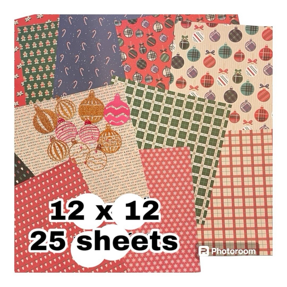 25 SHEETS Acid Free CHRISTMAS Holiday Basics Paper 12x12-image