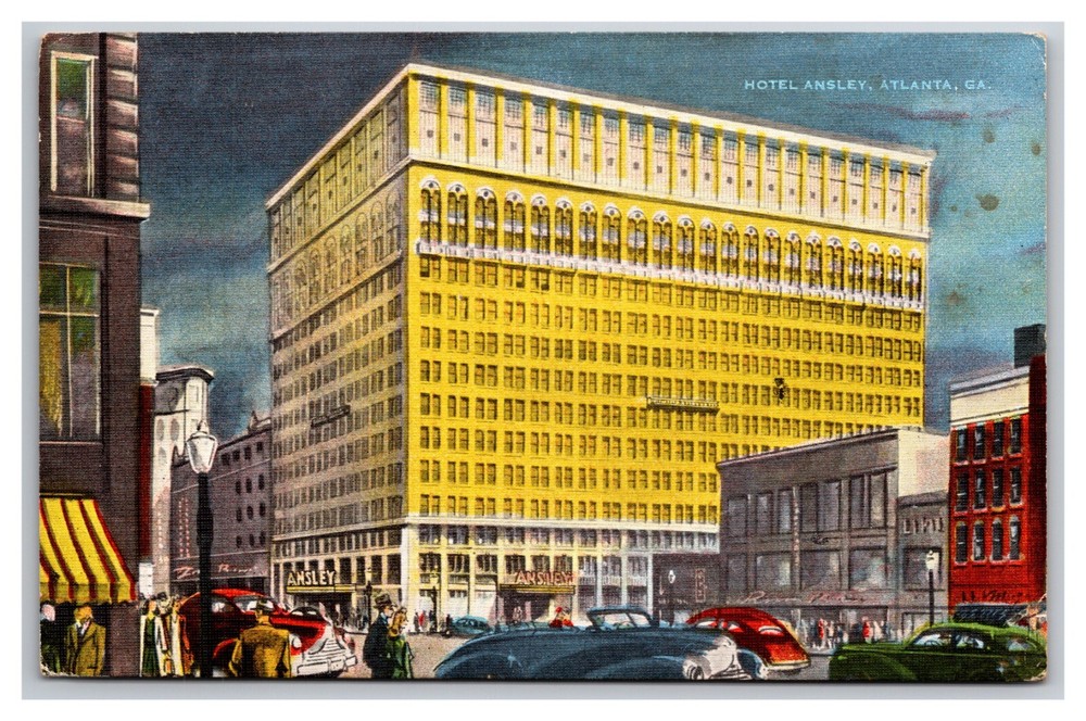 Hotel Ansley Atlanta Georgia GA LInen Postcard XC13