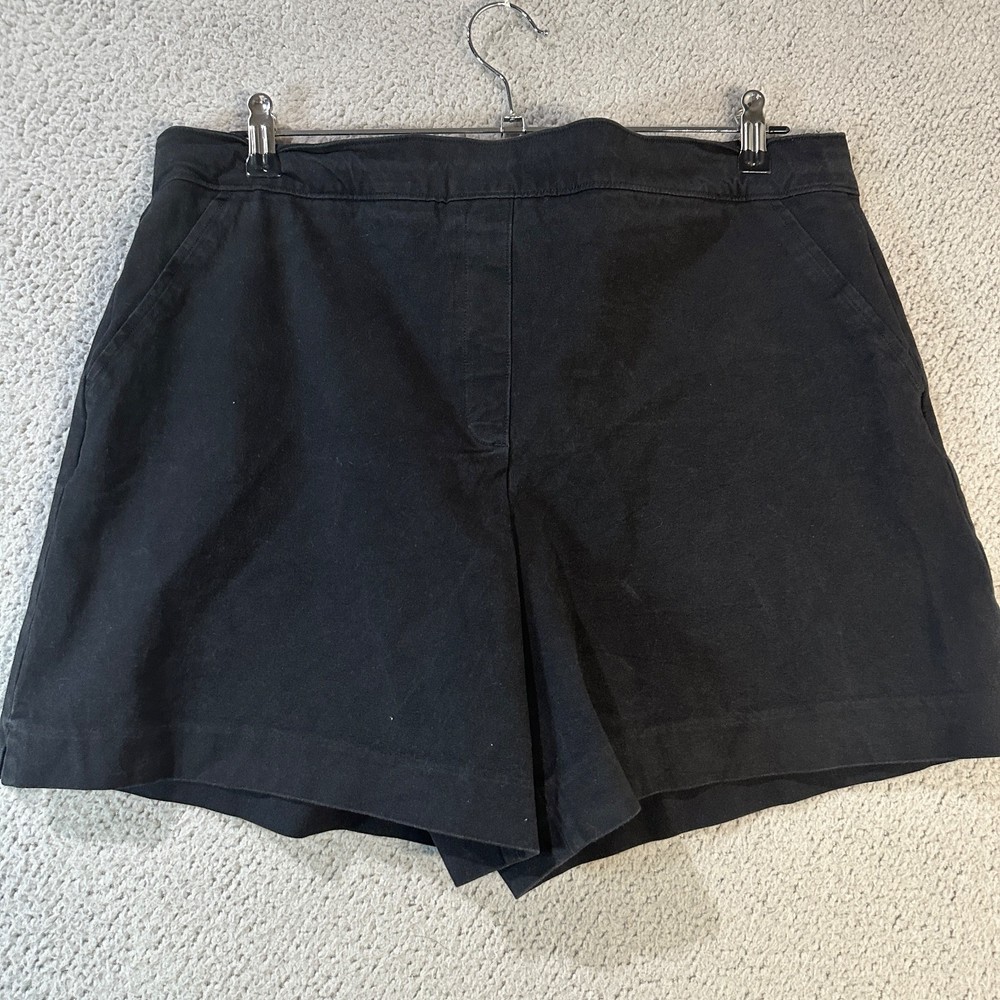 Spanx Shorts Womens XL Faded Black Twill Pull On High Rise Stretch Chino