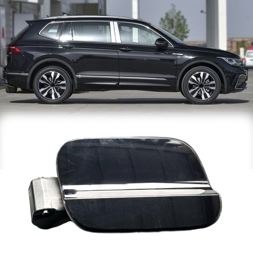 Black Fuel Filler Door Lid Gas Tank Cover Pocket For Volkswagen Tiguan 2019-2023