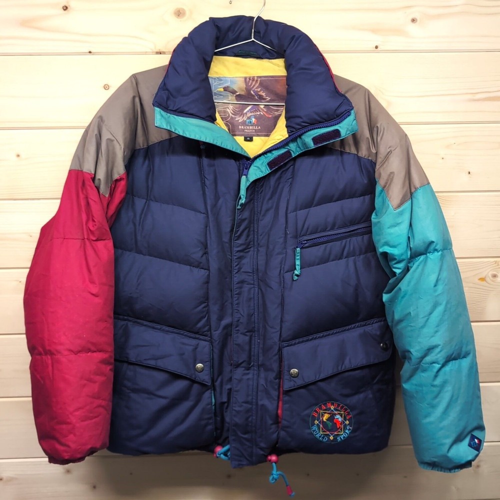 Brambilla World Sport Mens Large Vintage 90s Duck Down Padded Ski Coat Jacket
