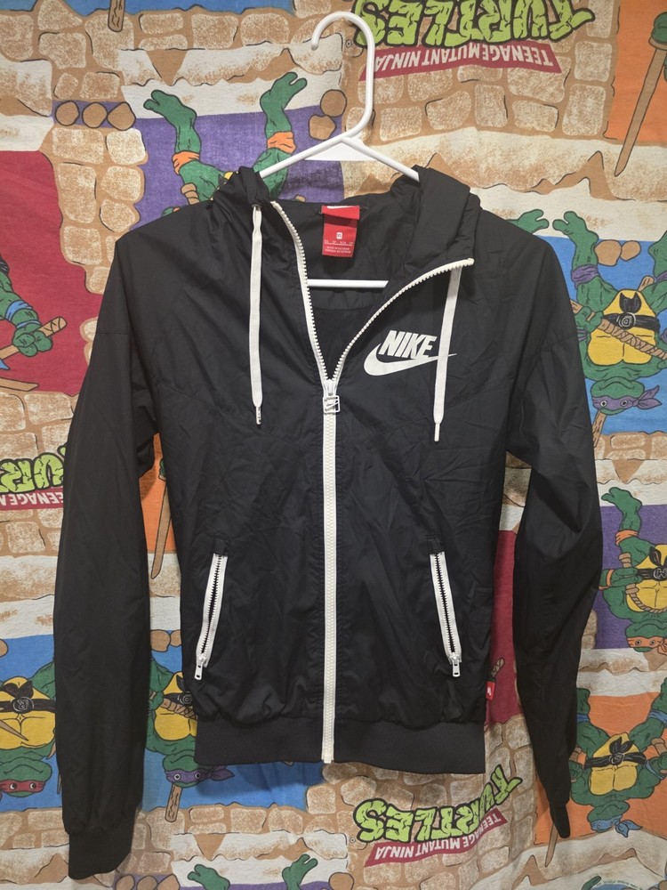 Women’s XS Nike Windrunner Full Zip Jacket Black Lightweight Running Windbreaker