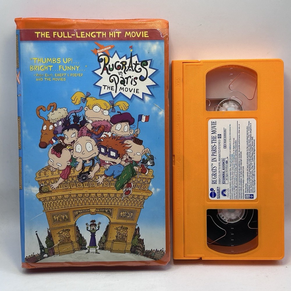 Rugrats In Paris The Movie VHS 2000 Nickelodeon Video Tape Orange VTG Clamshell