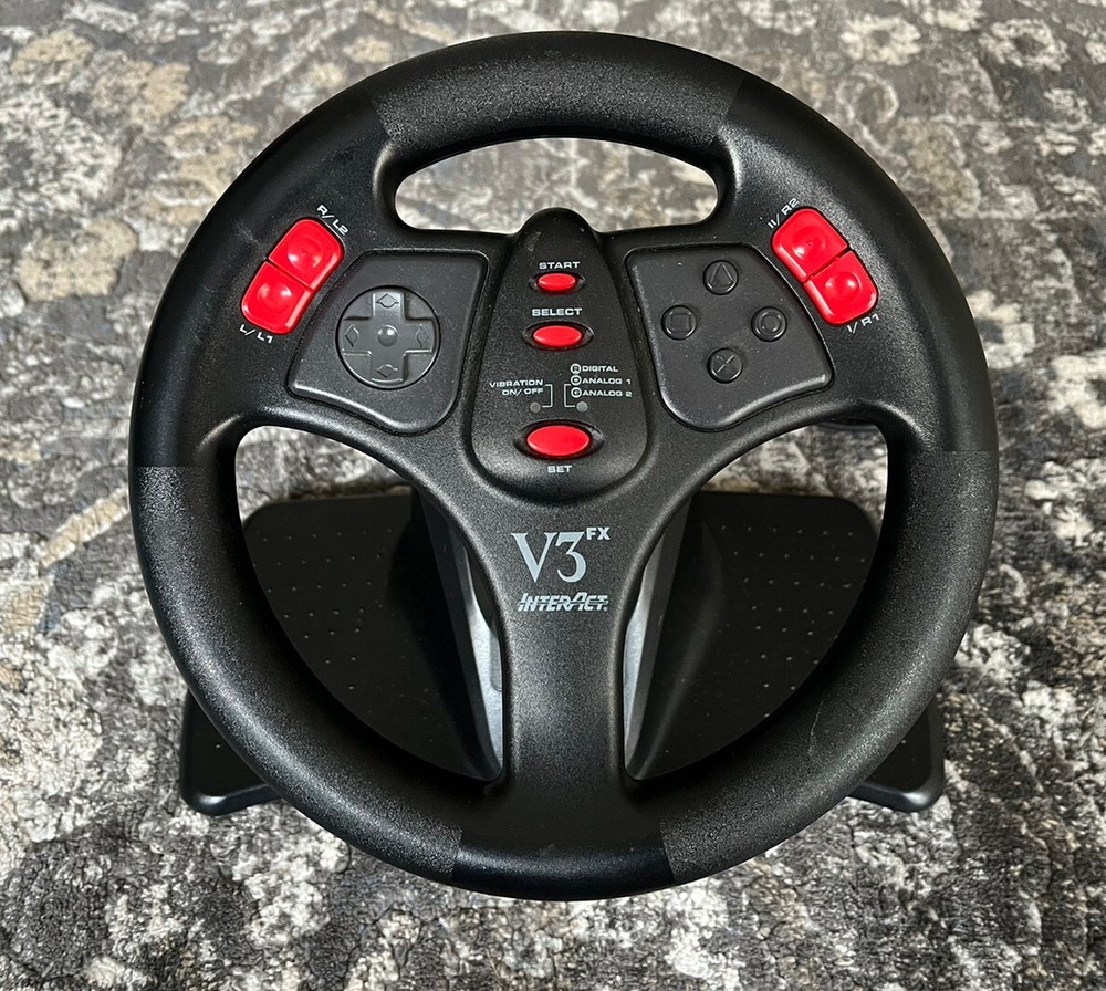 Playstation PS1 PS2 PS3 V3 Interact Car Racing Steering Wheel No Pedals