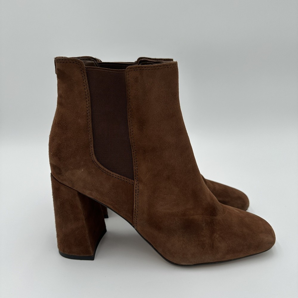 Sam Edelman Chara Brown Suede Square Toe Bootie Size 10 Pull On Leather