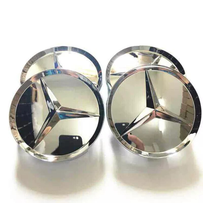 Set of 4 75mm Wheel Center Caps Hubcaps Emblem Chrome Silver for AMG