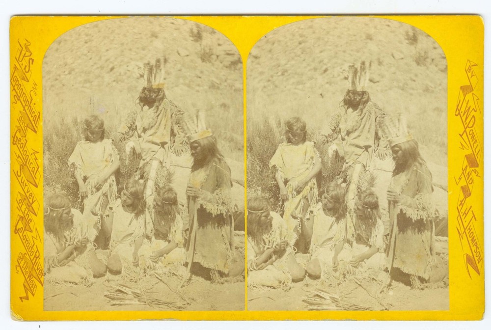G1007~ ARIZONA UTE INDIAN Powell Survey c.1873 Stereoview Kai-Vav-Its