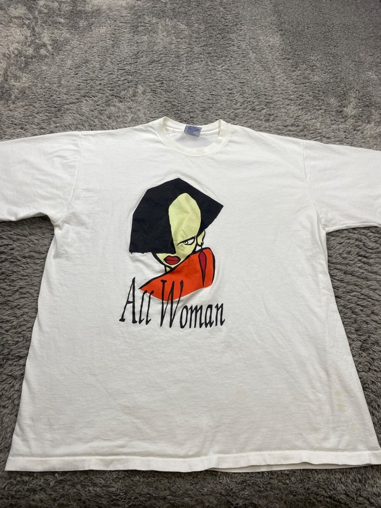 Vtg All Sport Shirt Adult 2XL White Graphic Proweight Short Sleeve Crewneck USA