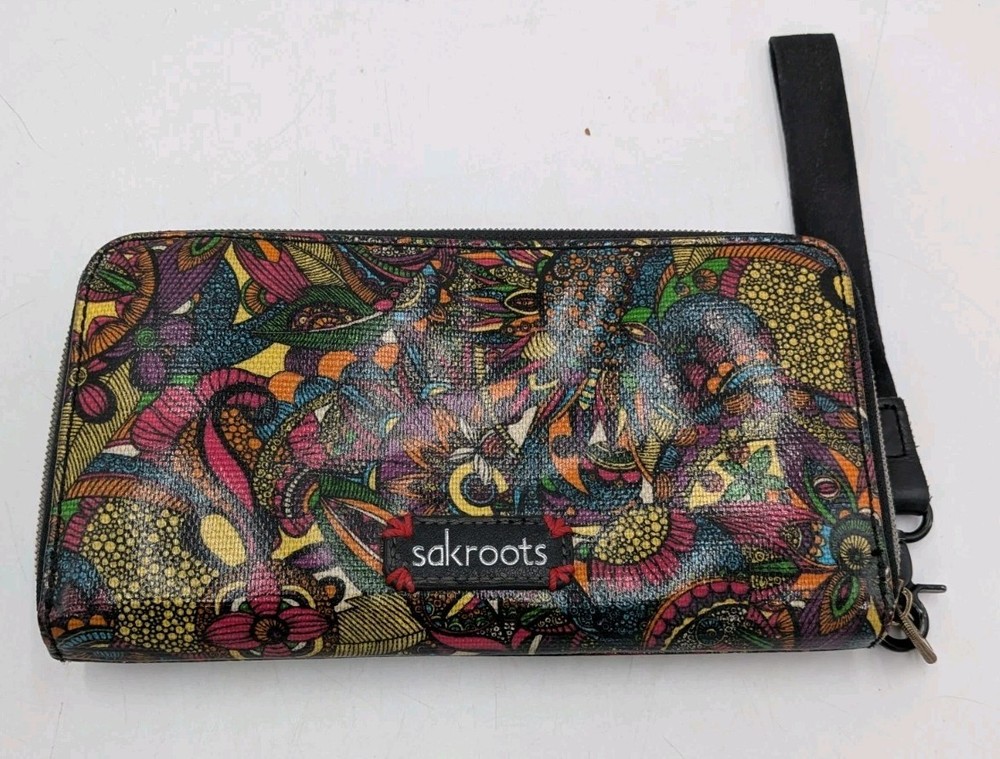 Sakroots Peace Smartphone Crossbody Wallet Purse Wristlet Floral Boho hippie