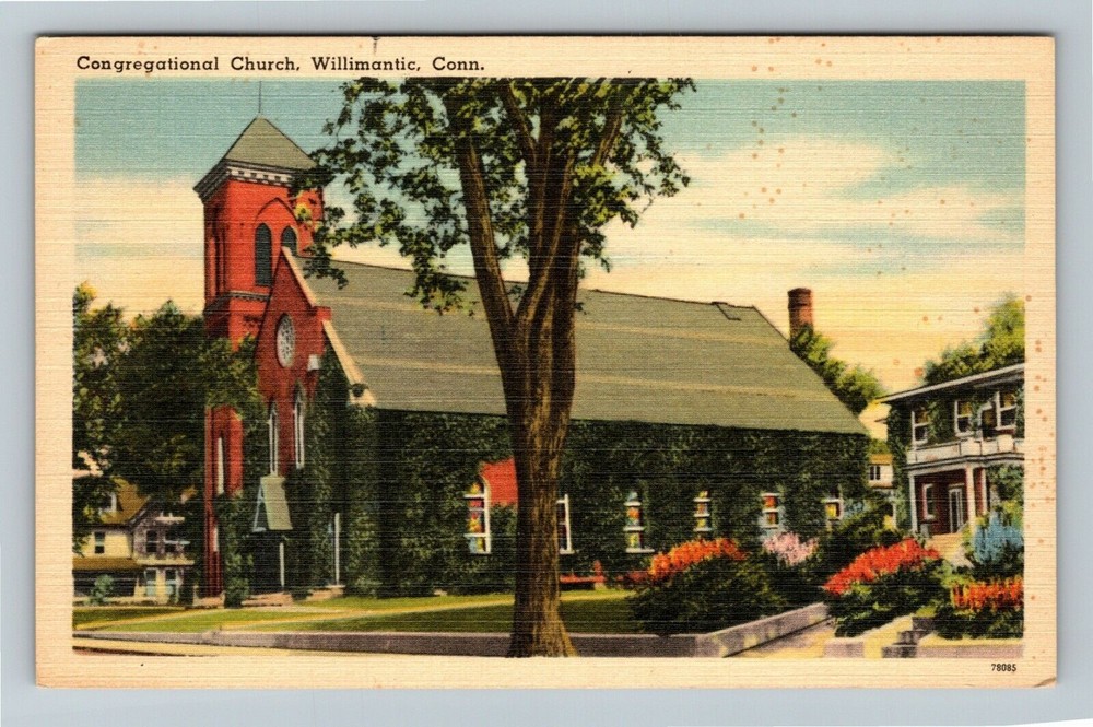 Willimantic CT-Connecticut, Congregational Church, Vintage Postcard