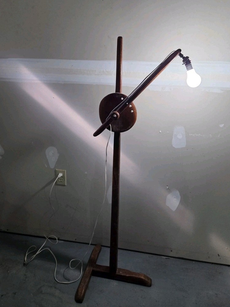 Vintage Cushman Colonial Creation Adjustable Height Floor Lamp Solid Wood USA