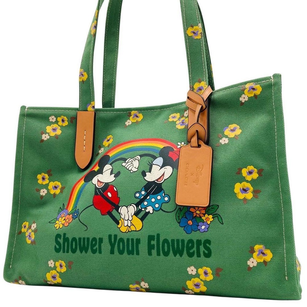 Coach Disney Tote Bag Canvas Green Authentic G06233439