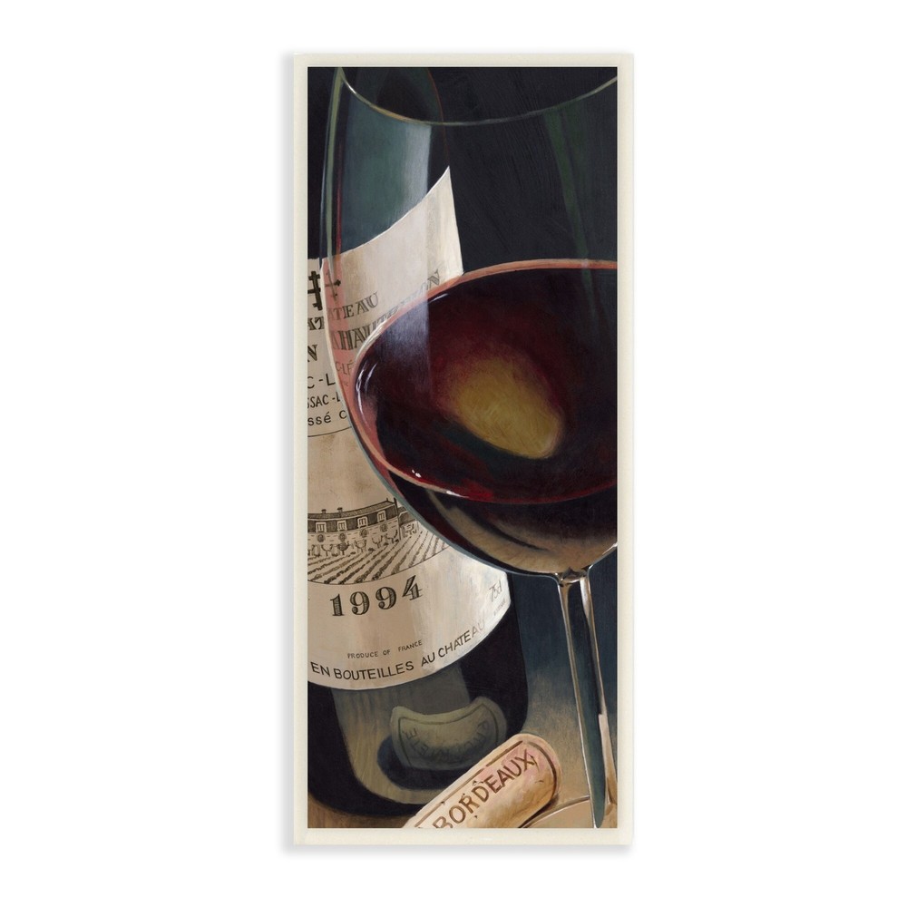Stupell Hyper Realistic Bordeaux Wine Glass Red Bottle Art 7x17