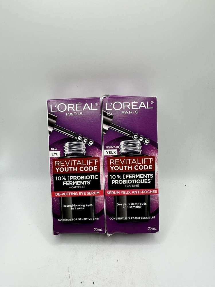 NEW! 2X! L'Oreal Paris Youth Code De-Puffing Eye serum