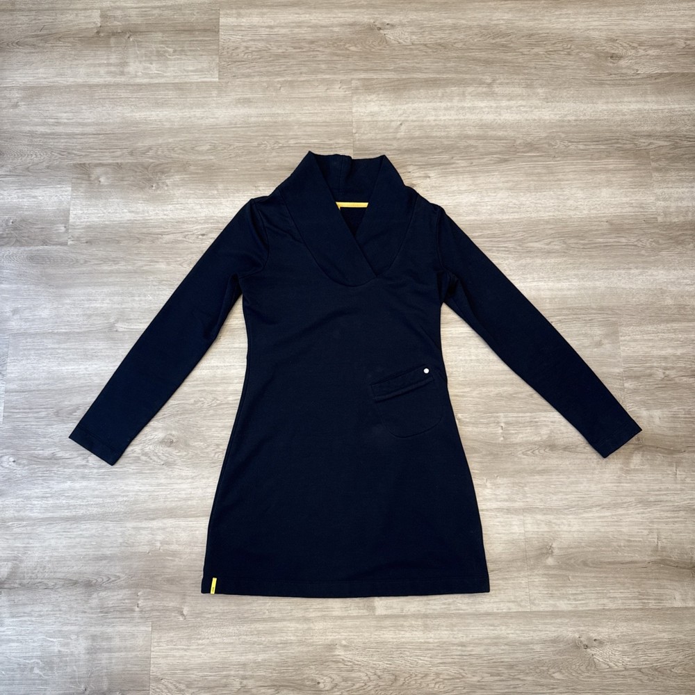 Lole Women Black Shirt Dress Medium Long Sleeve Stretch Pocket Casual Athleisure