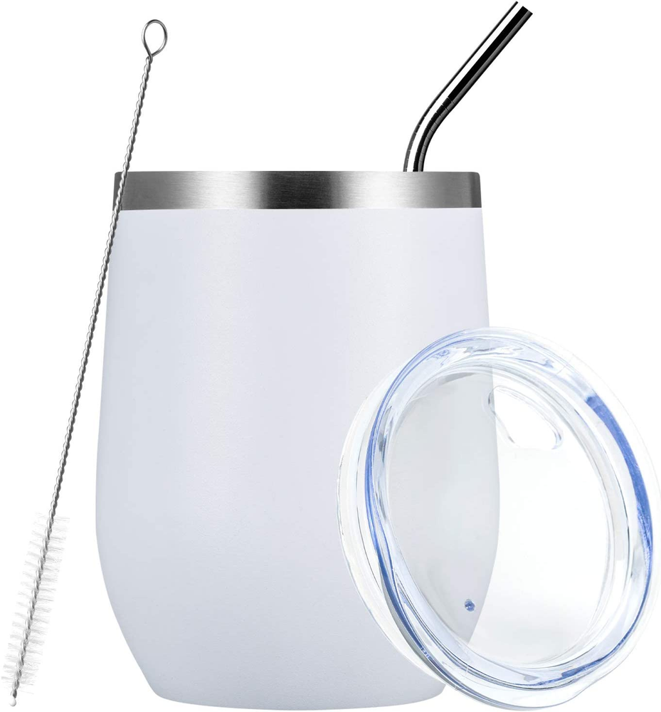 Stemless 12oz Insulated Wine Tumbler with Lid - Double Wall Vacuum Stainless Steel