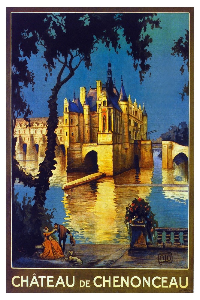 Travel Decor Poster.Fine Graphic Home Art Design. Chateau de Chenonceau. 2687