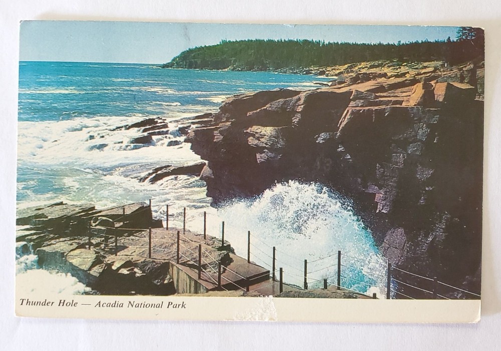 Postcard Thunder Hole Acadia National Park Bar Harbor Maine USA-image