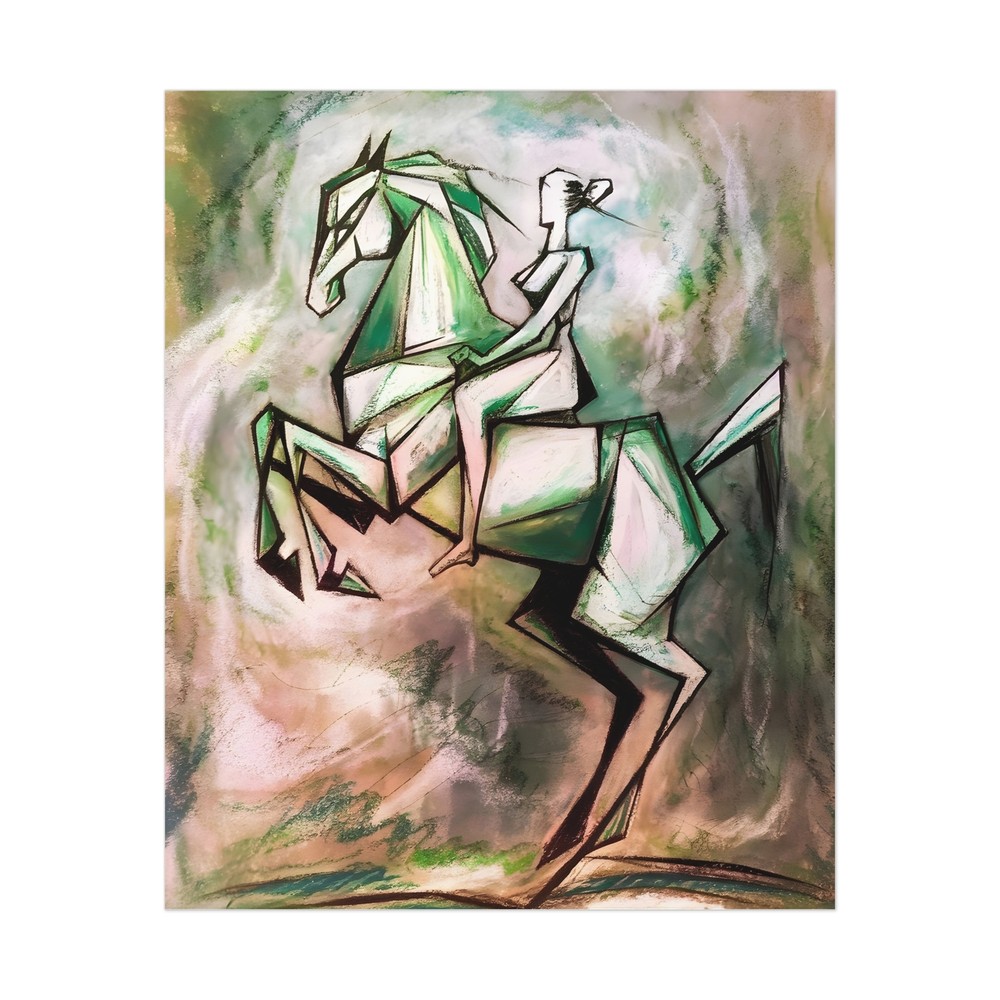 Uncoated Posters of an Abstract Horse and Rider
