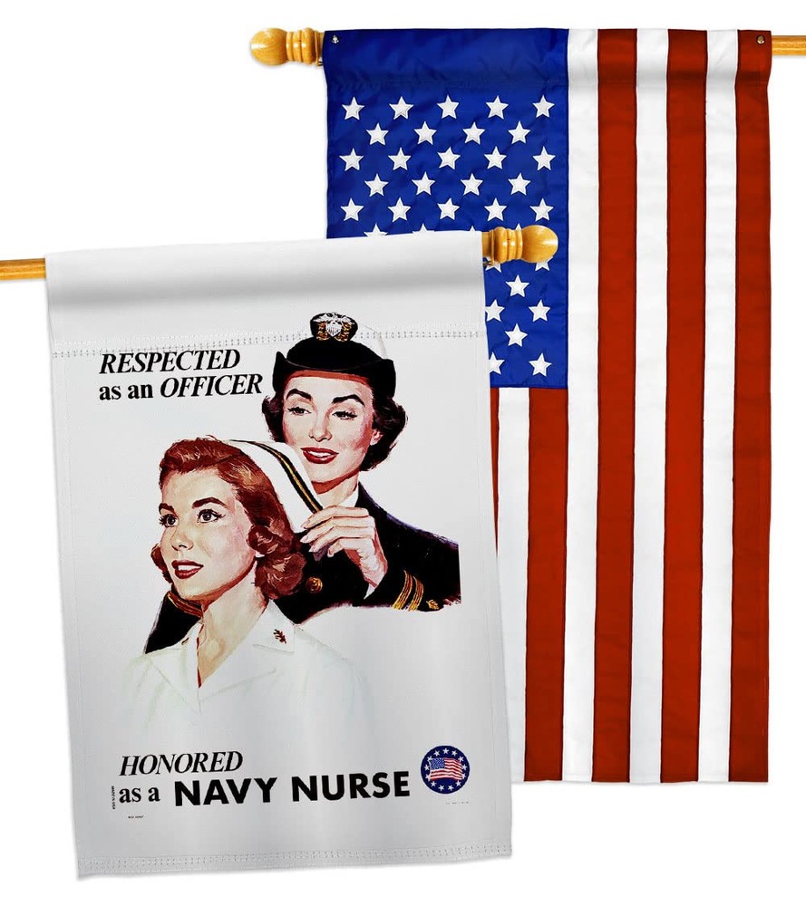 Honor Navy Nurse House Flag Pack Armed Forces USN Seabee United State America...