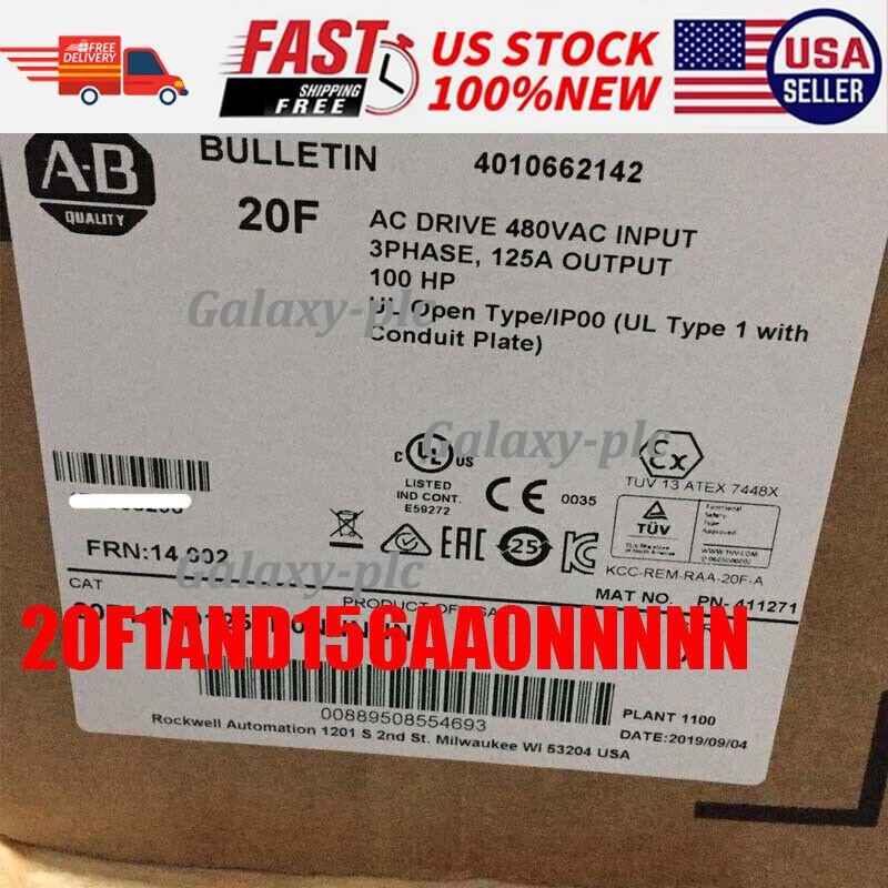 New Factory Sealed Allen-Bradley 20F1AND156AA0NNNNN PowerFlex 753 AC Drive