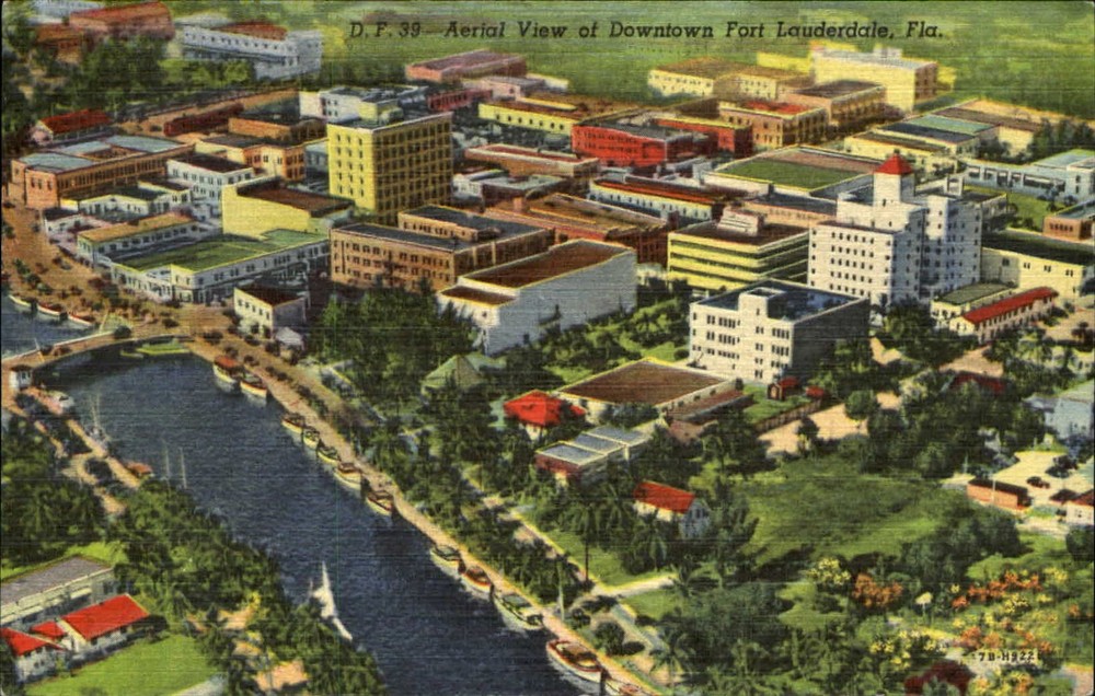 Downtown Fort Lauderdale aerial view Florida FL 1940s