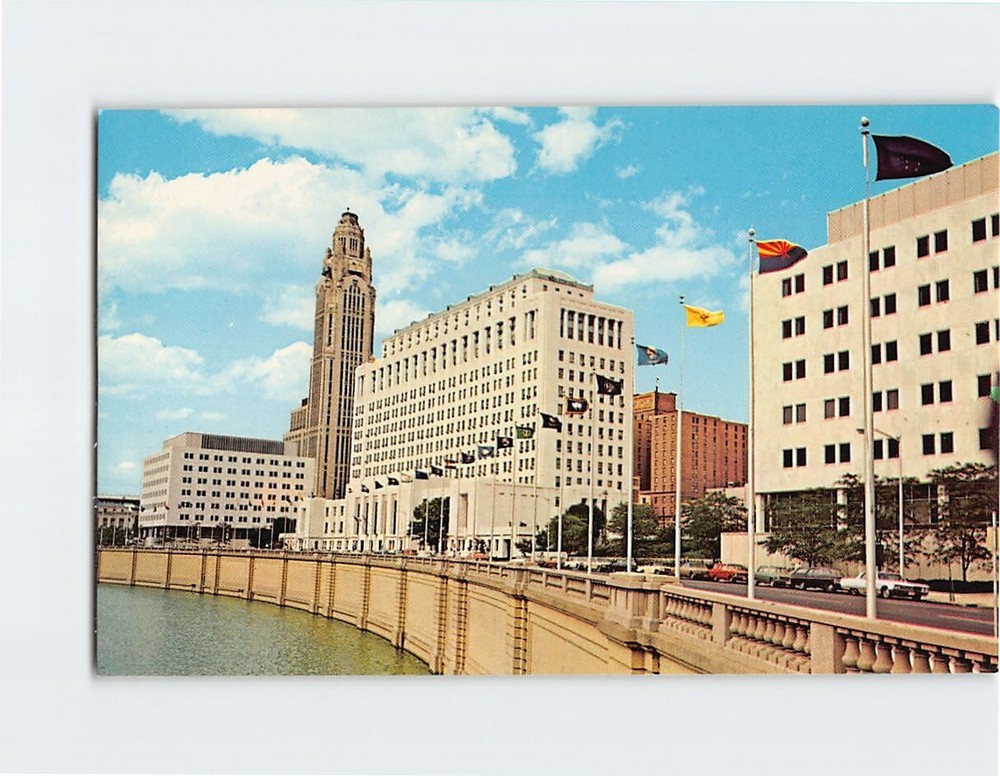 Postcard View of famous Avenue of Flags Columbus Ohio USA