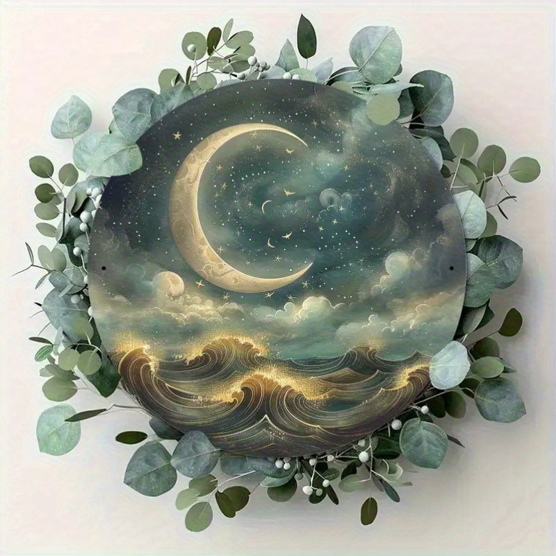 Retro Night Sky Metal Wall Art 3D Illusion Moon Stars