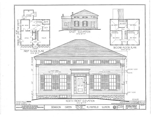 Dennison Green House,Main Street,Plainfield,Will County,IL,Illinois,HABS,4