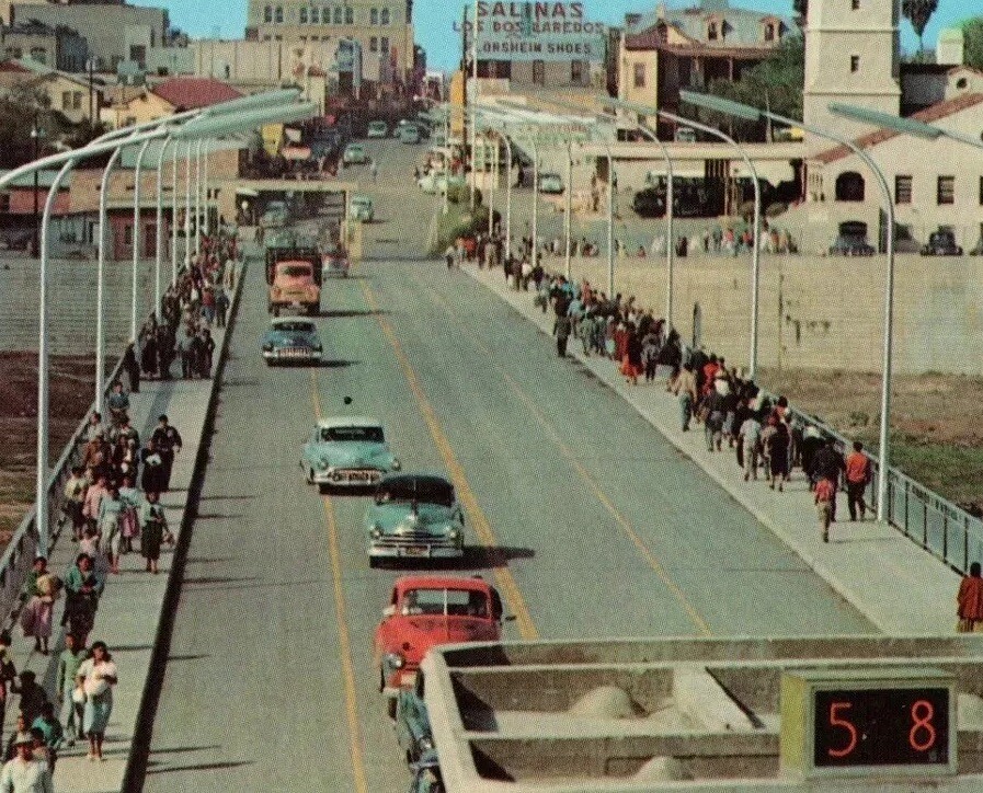 International Bridge Laredo, TX by Don R Bartels 1958 Vintage Postcard Unposted