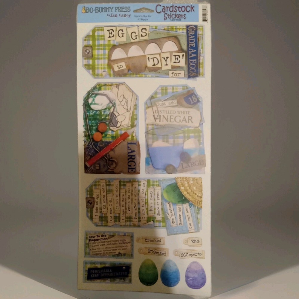 Bo-Bunny Press By Jan Lanoy Easter ~Eggs To Dye For~ Vinegar Cardstock Stickers