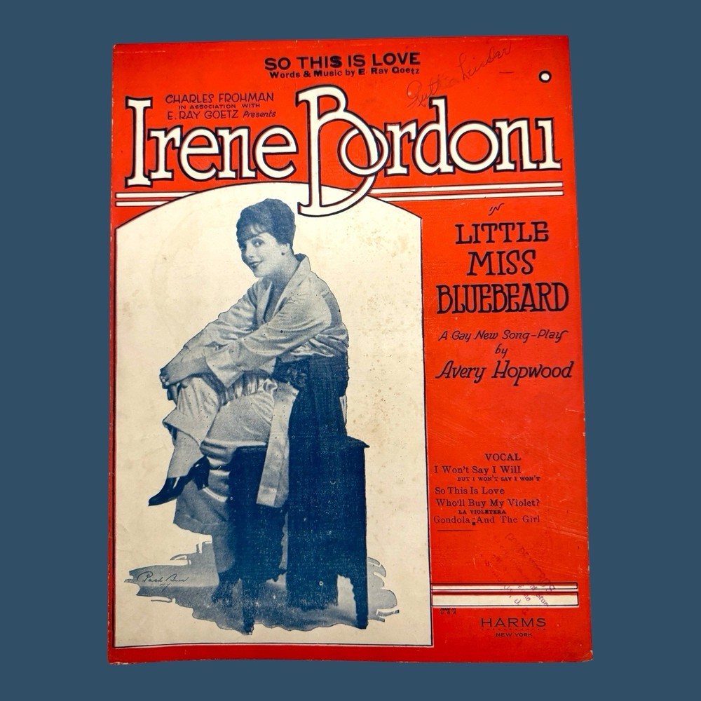 So This Is Love Irene Bordoni Little Miss Bluebeard Sheet Music E Ray Goetz 1932