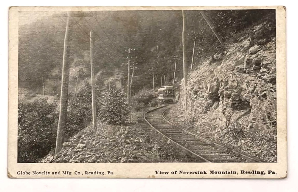 Neversink Mountain Reading PA Antique Postcard Trolley