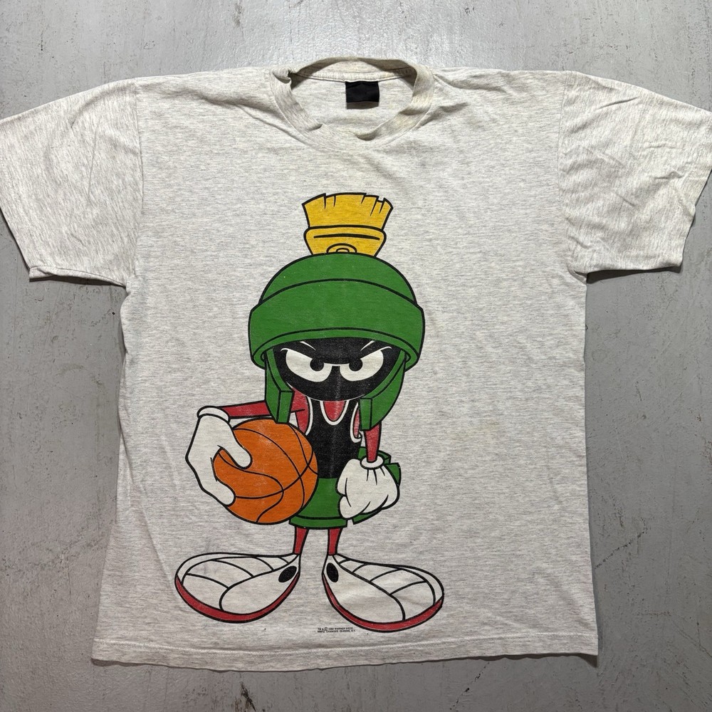 Vintage 1993 Marvin The Martian Basketball Looney Tunes Big Print T Shirt Size L